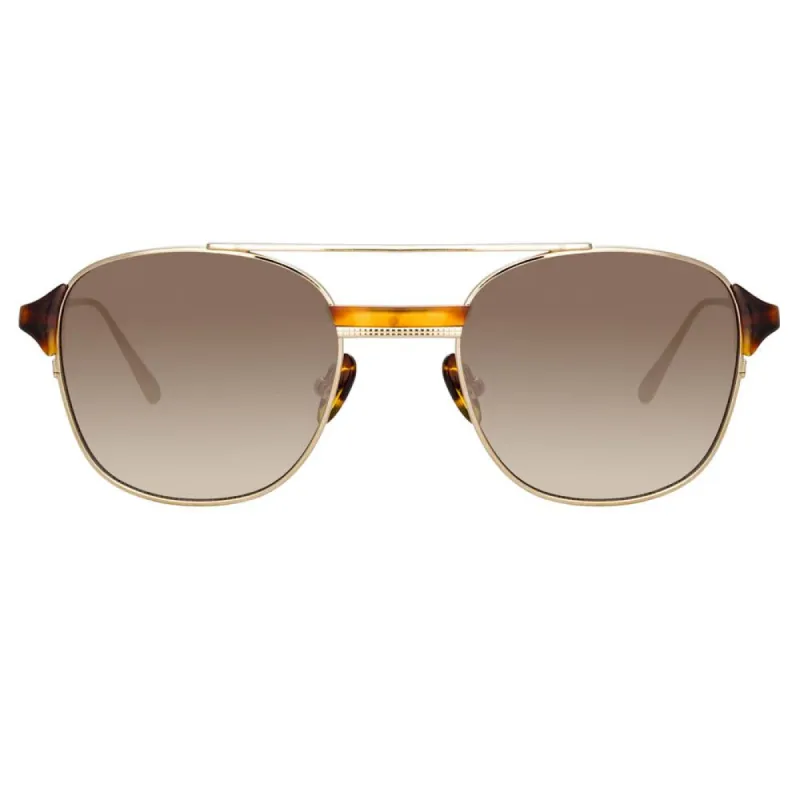 Reed Square Sunglasses in Light Gold sold by Linda Farrow