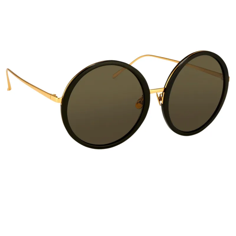 The Kew | Kew Round Sunglasses in Black Frame (C1) sold by Linda Farrow