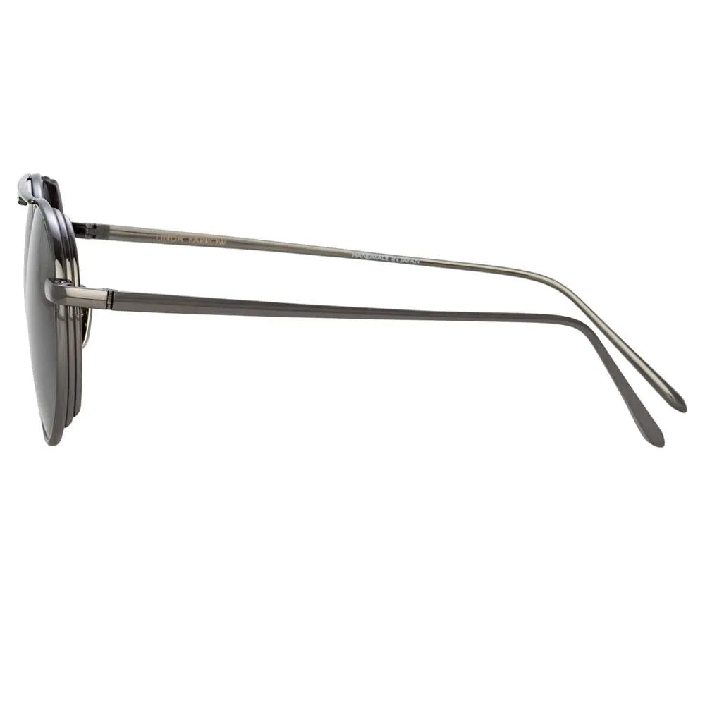 Lou Oval Sunglasses in Nickel sold by Linda Farrow product image thumbnail 4