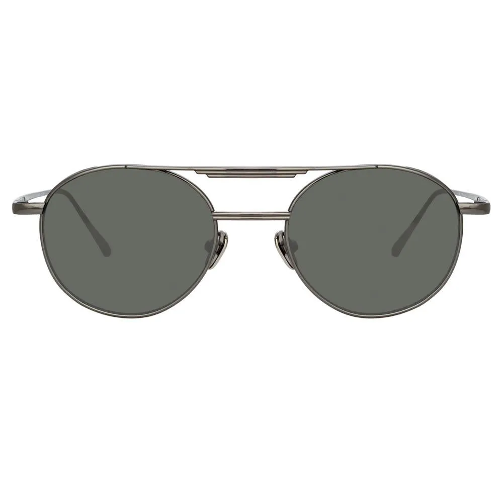 Lou Oval Sunglasses in Nickel sold by Linda Farrow