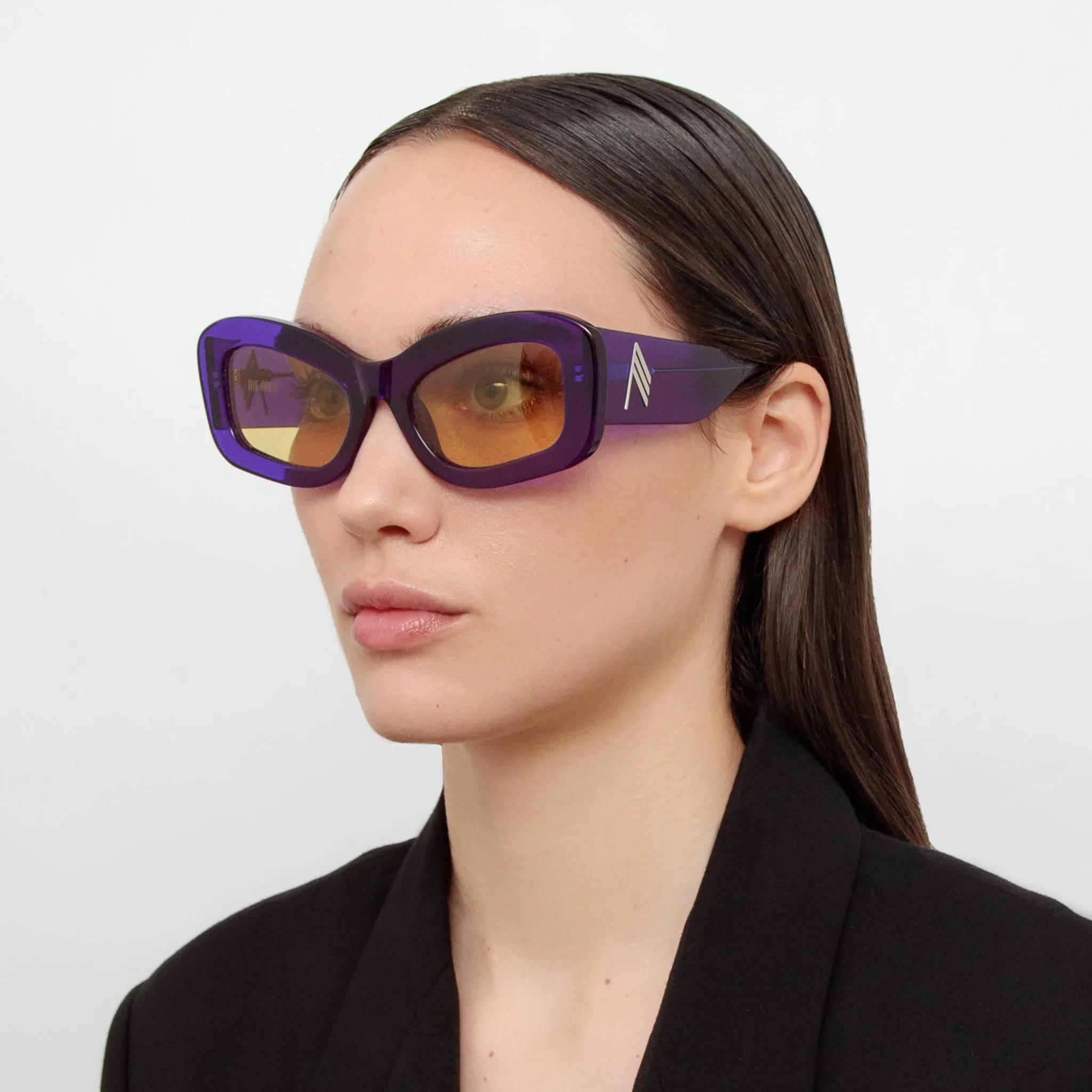 The Attico Harry Cat Eye Sunglasses in Purple sold by Linda Farrow