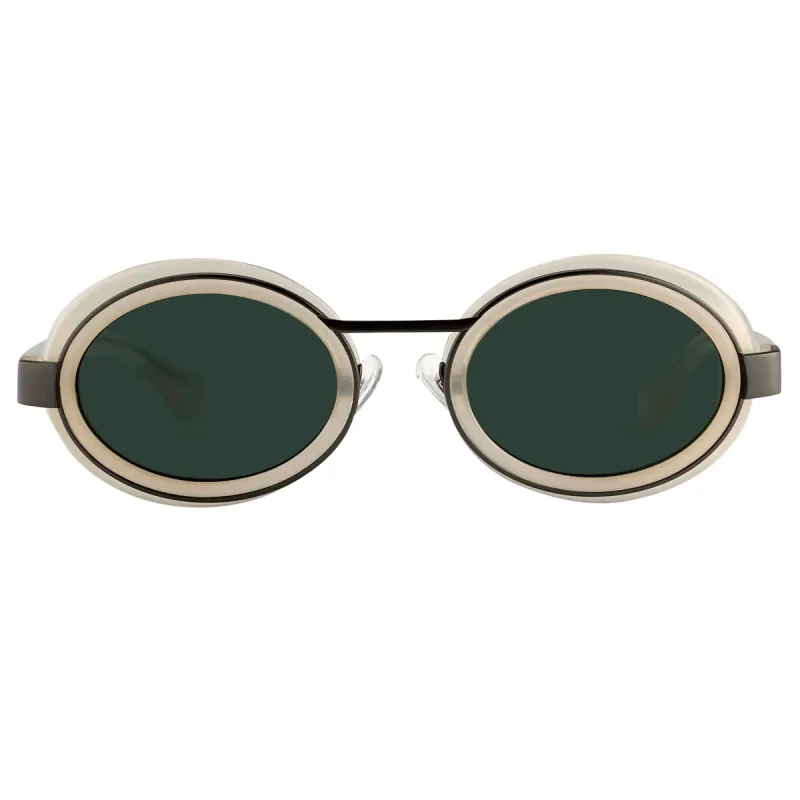 Dries Van Noten Oval Sunglasses in Nude sold by Linda Farrow