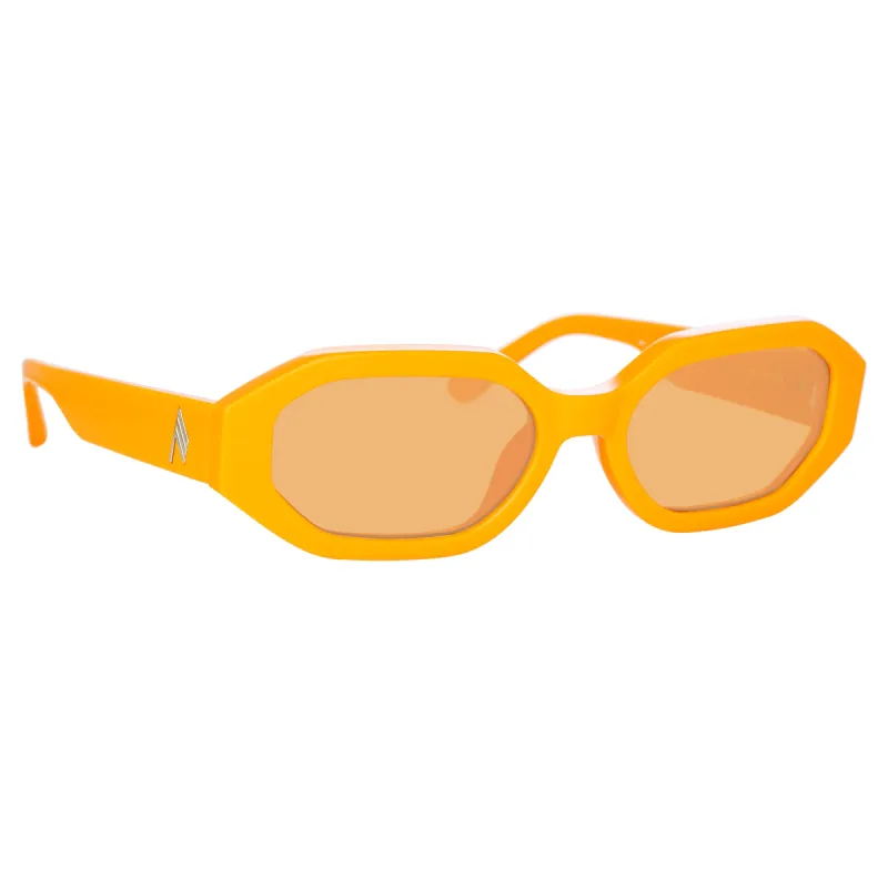 The Attico Irene Angular Sunglasses in Orange sold by Linda Farrow