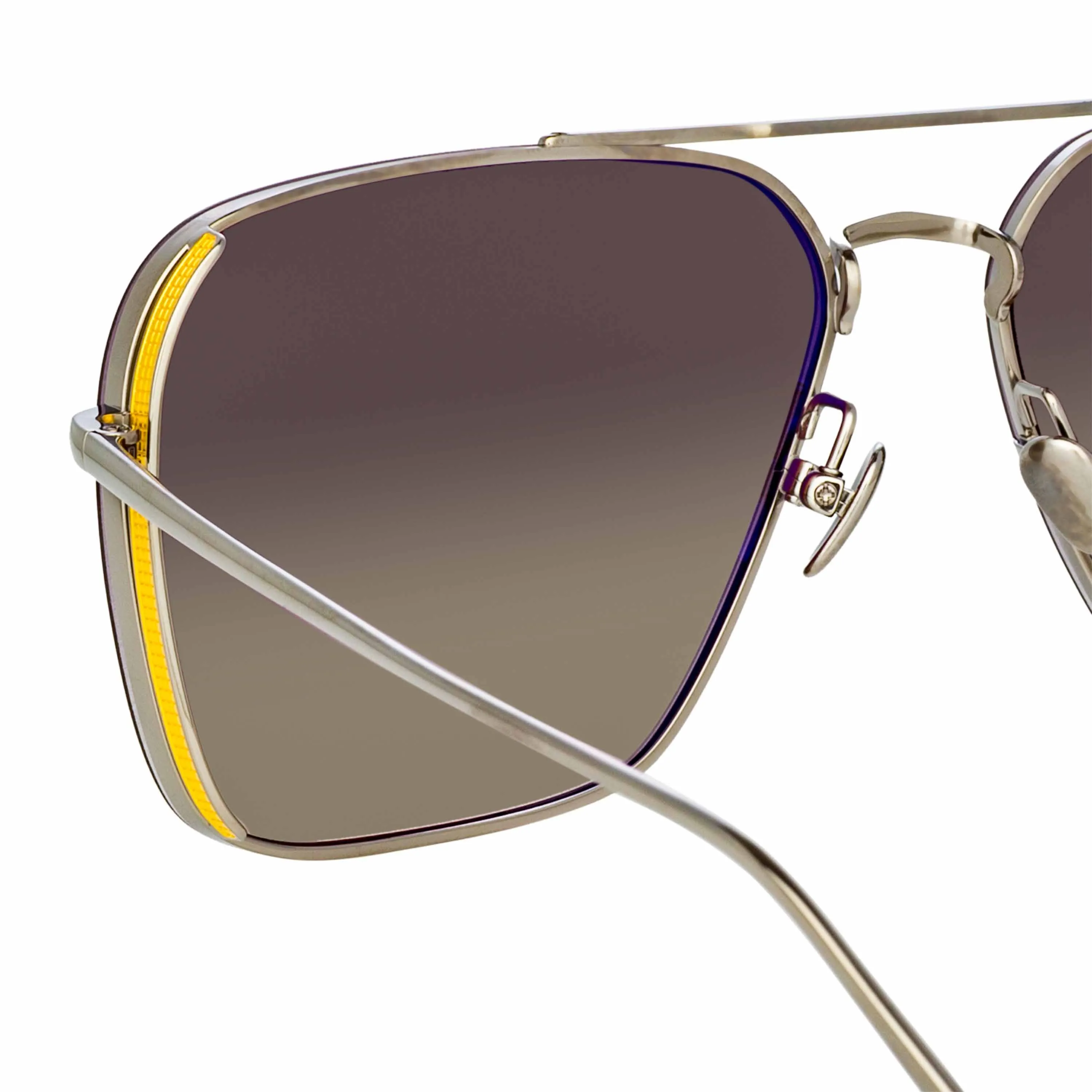 The Asher | Aviator Sunglasses in White Gold Frame (C2) sold by Linda Farrow product image thumbnail 5