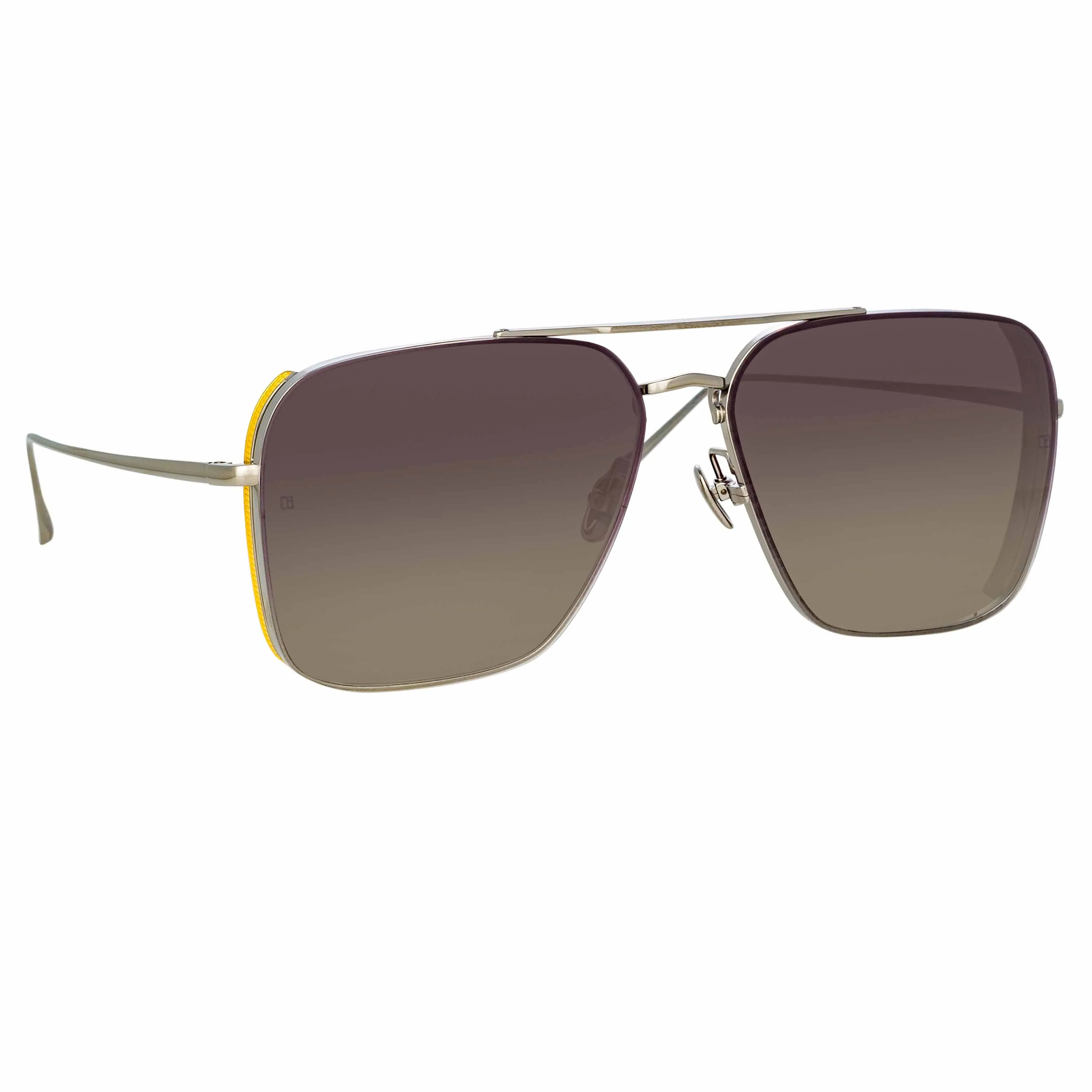 The Asher | Aviator Sunglasses in White Gold Frame (C2) sold by Linda Farrow product image thumbnail 3