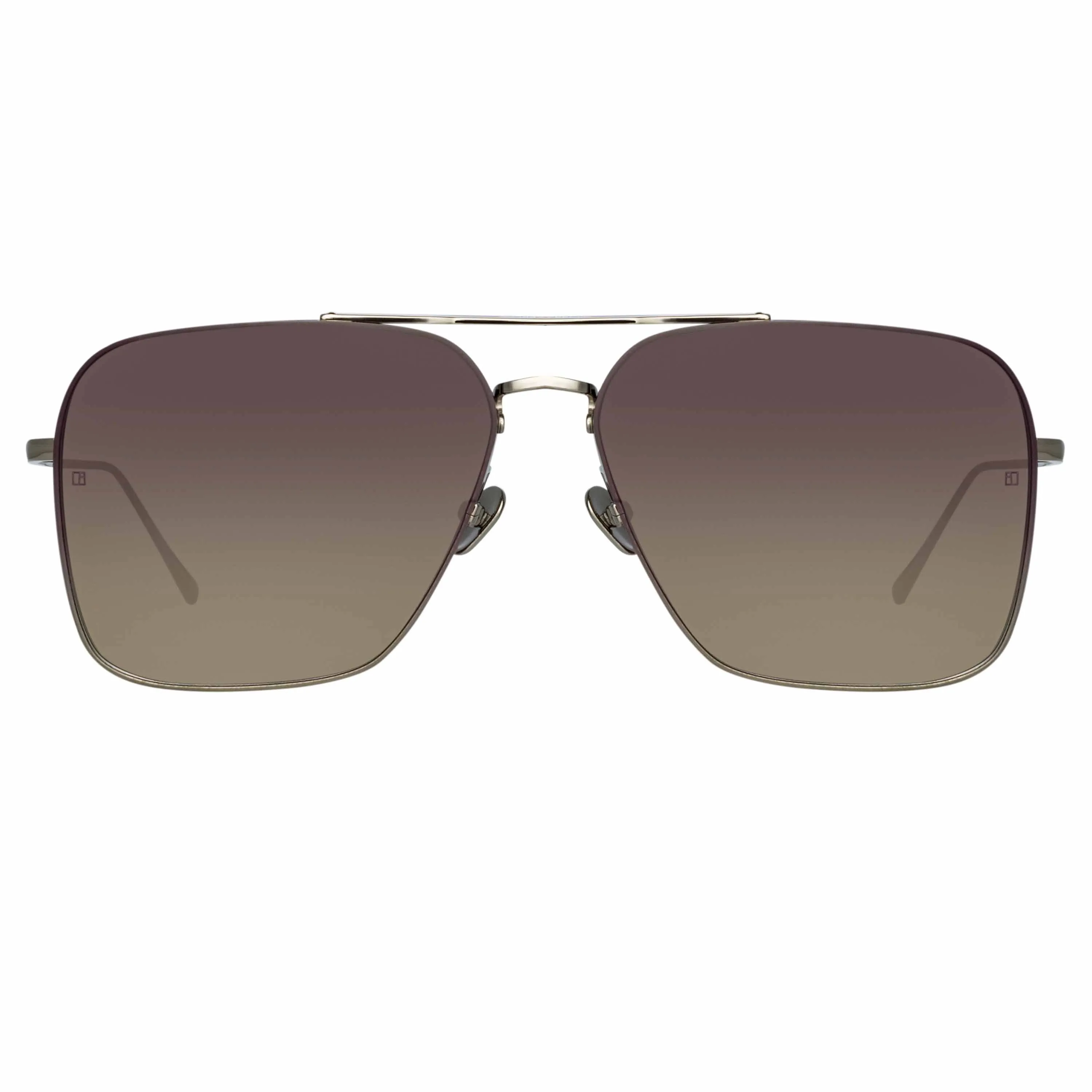 The Asher | Aviator Sunglasses in White Gold Frame (C2) sold by Linda Farrow