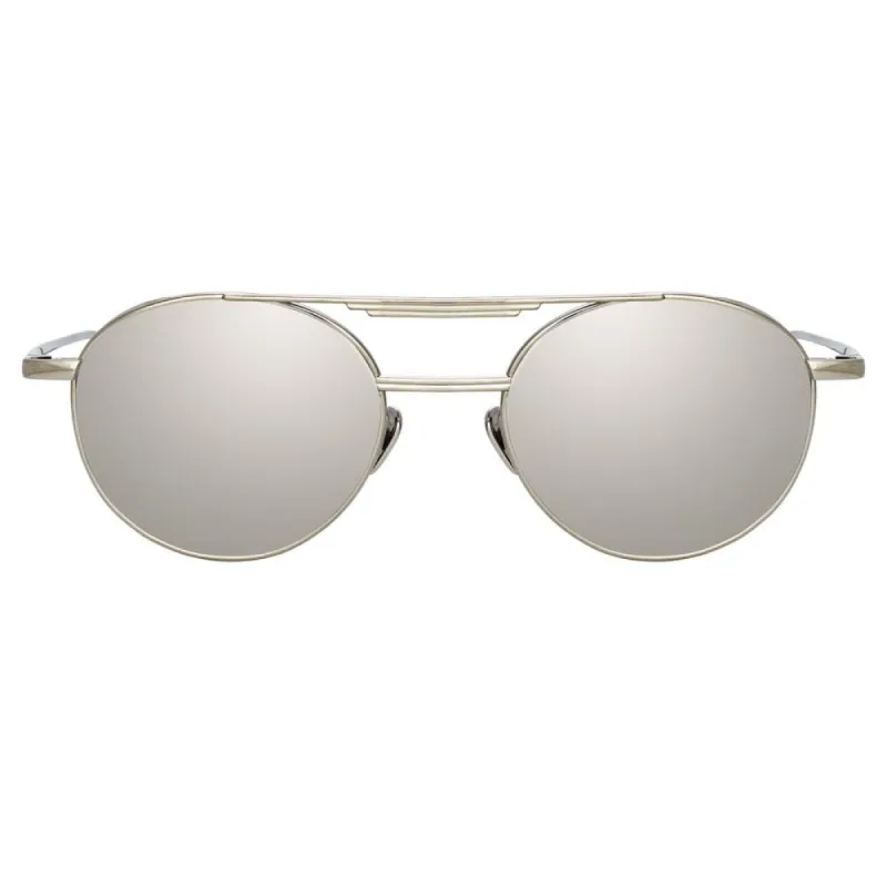 Lou Oval Sunglasses in White Gold sold by Linda Farrow