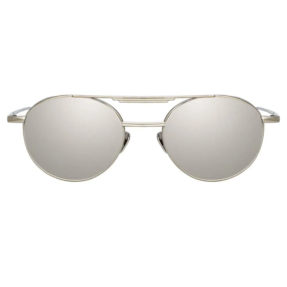 Lou Oval Sunglasses in White Gold sold by Linda Farrow