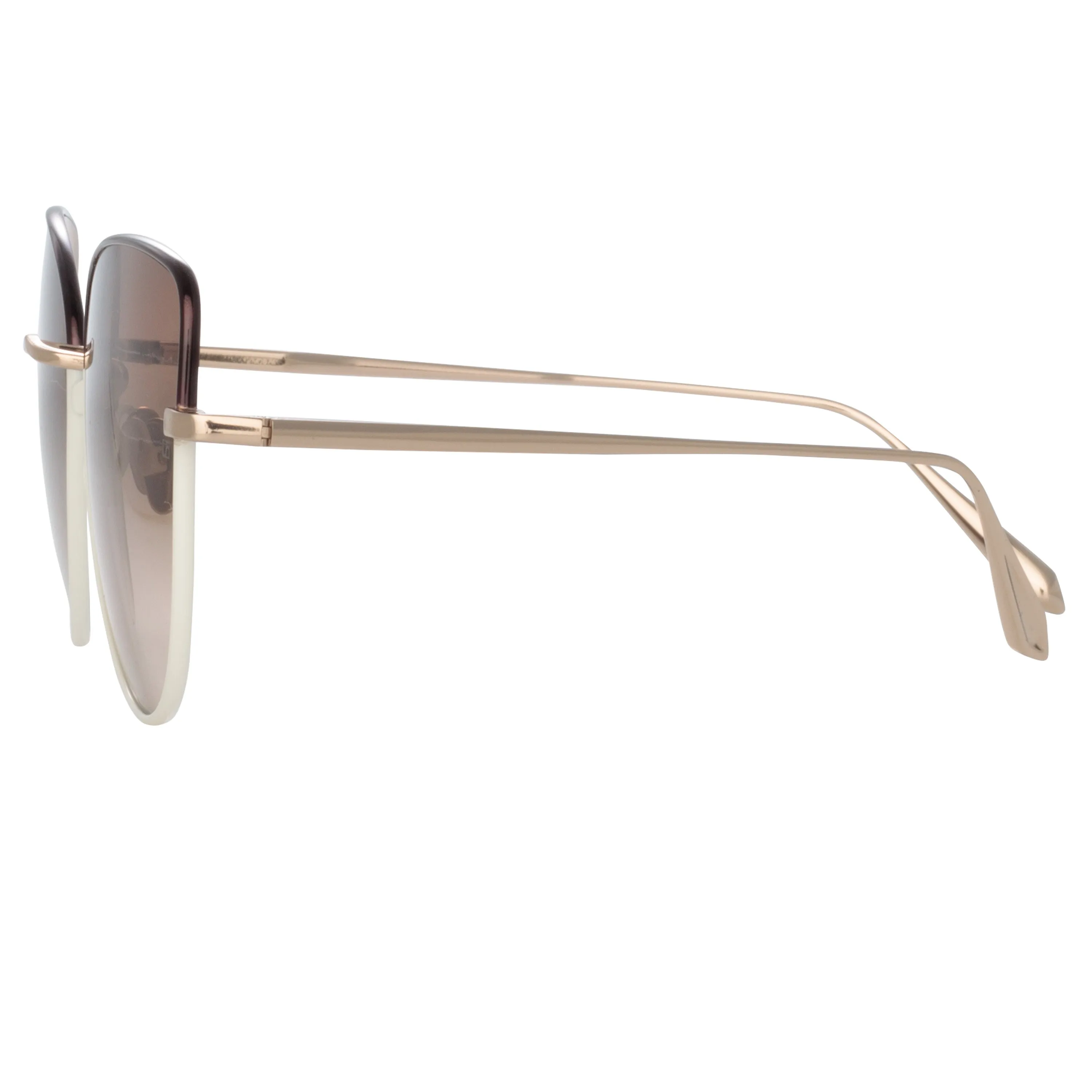 Eloise Cat Eye Sunglasses in Mocha and Light Gold sold by Linda Farrow product image thumbnail 3