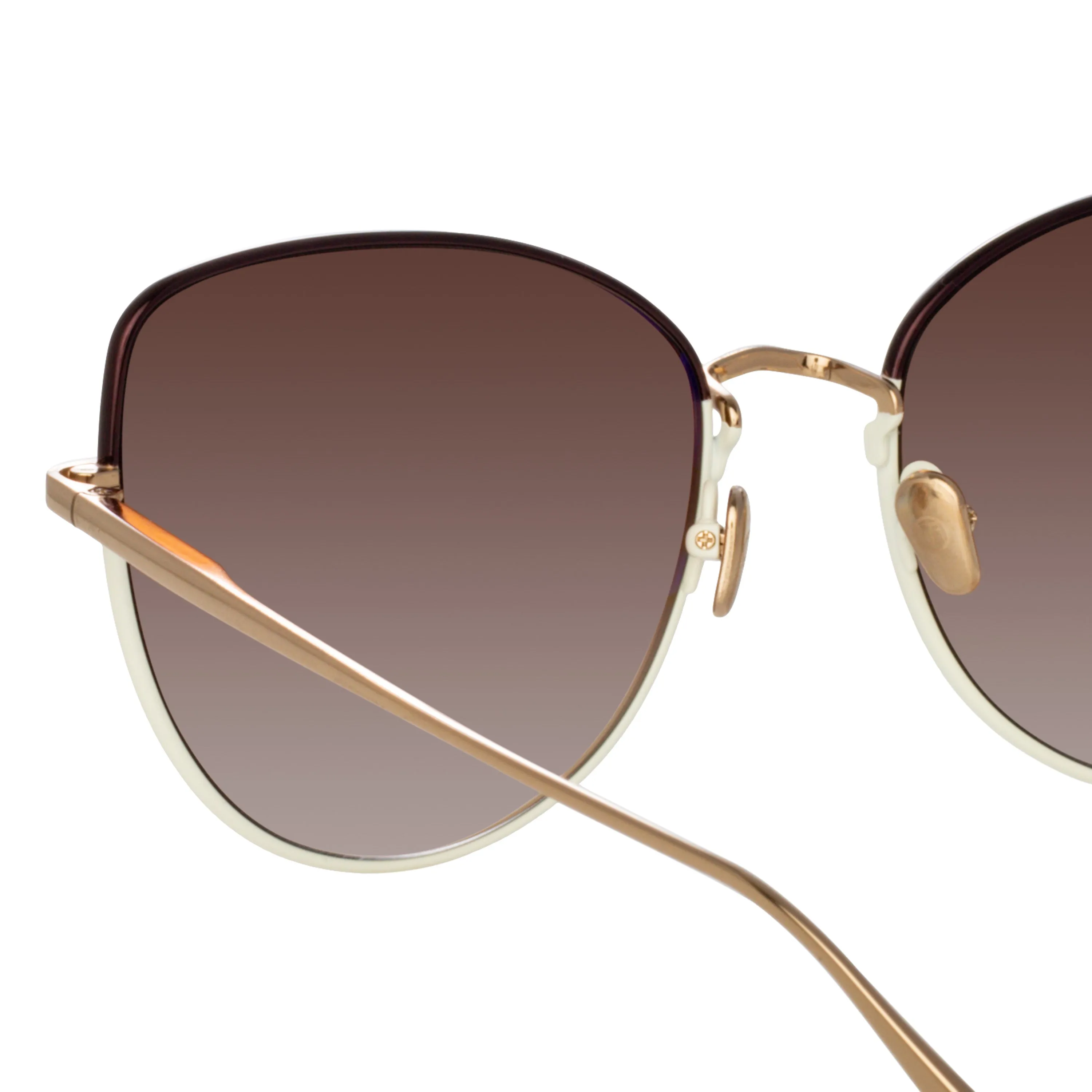 Eloise Cat Eye Sunglasses in Mocha and Light Gold sold by Linda Farrow product image thumbnail 4