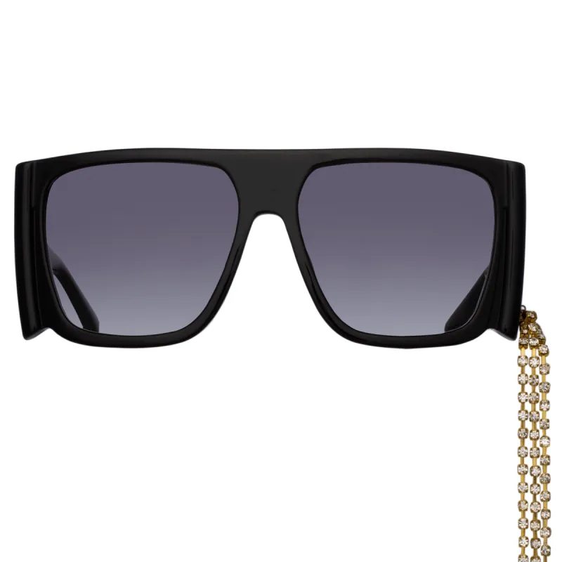 Magda Butrym  Flat Top Sunglasses in Black and Grey sold by Linda Farrow