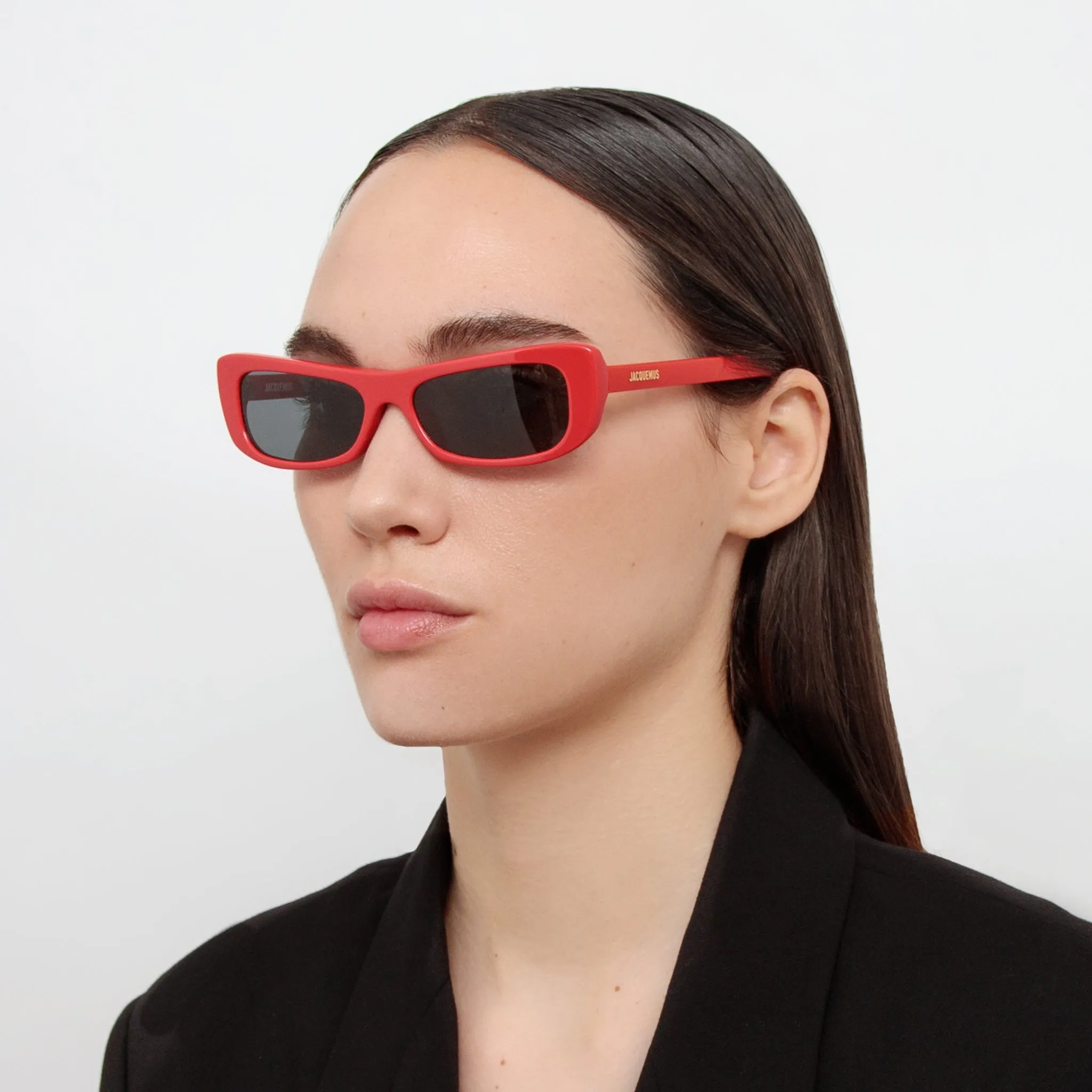 Capri Rectangular Sunglasses in Red by Jacquemus sold by Linda Farrow