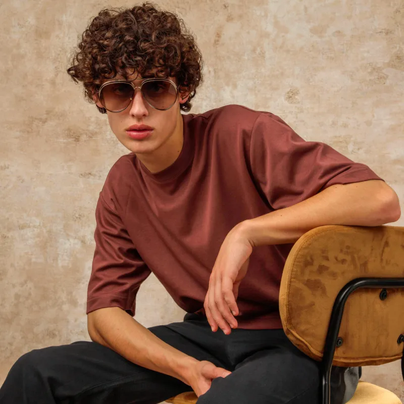 Men's Francisco Aviator Sunglasses in Light Gold sold by Linda Farrow