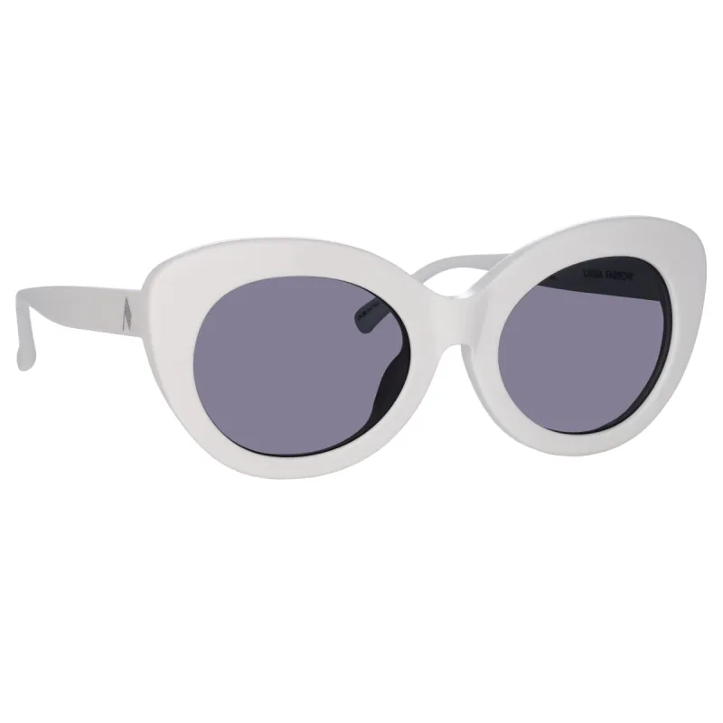 Agnes Cat Eye Sunglasses in White sold by Linda Farrow