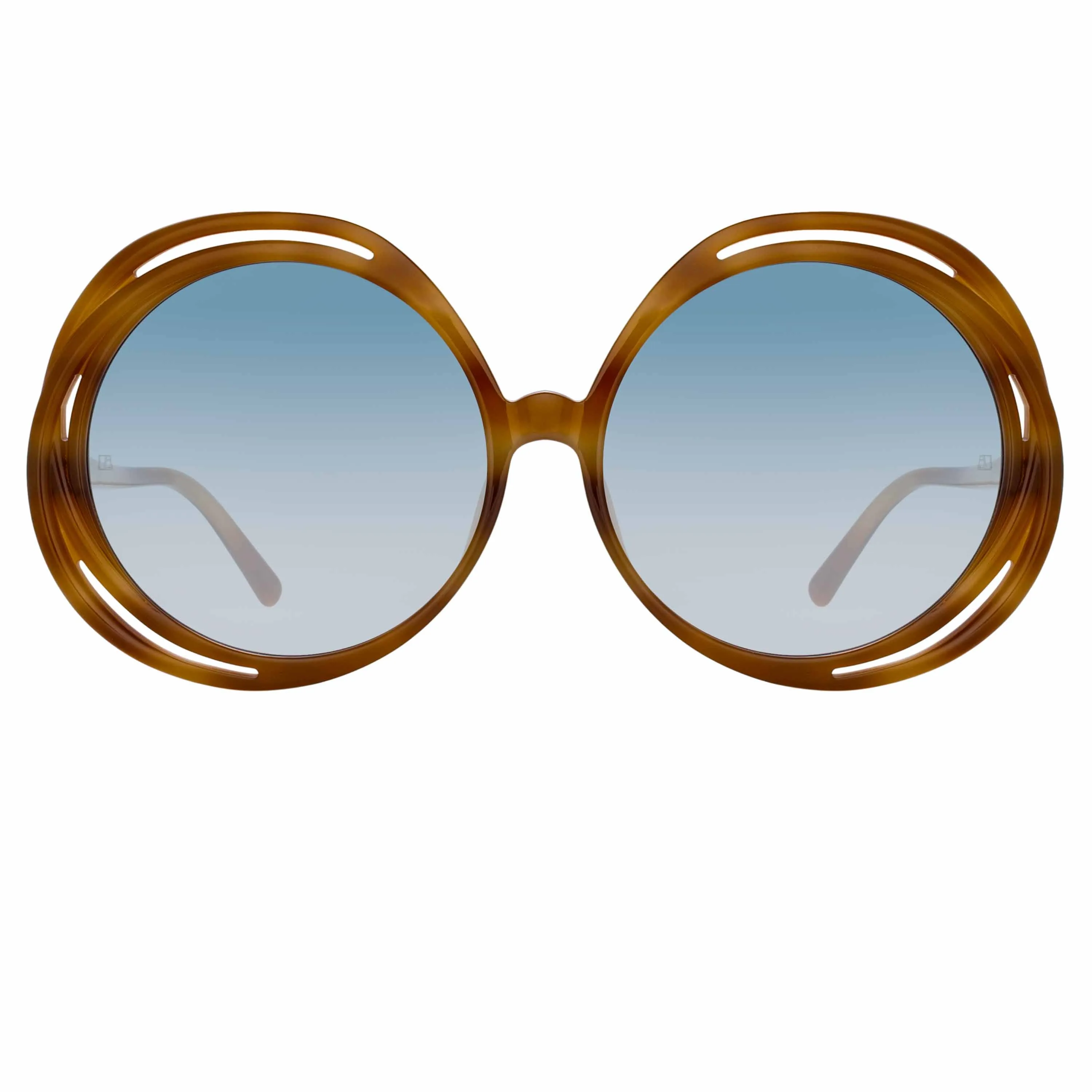 Ellen Round Sunglasses in Horn sold by Linda Farrow