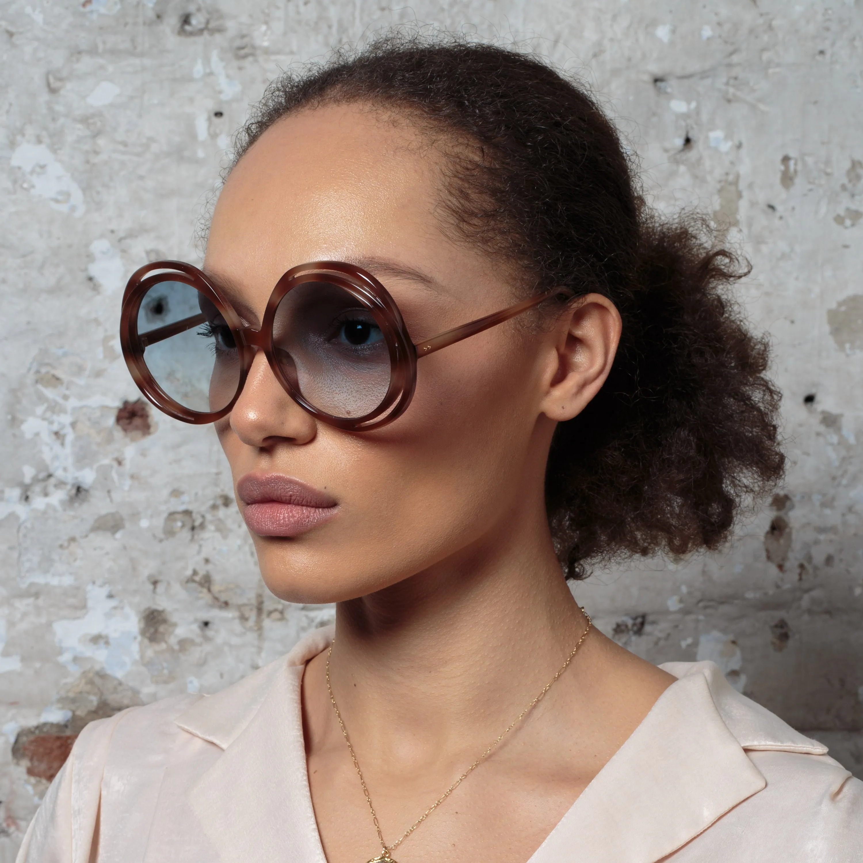 Ellen Round Sunglasses in Horn sold by Linda Farrow product image thumbnail 2