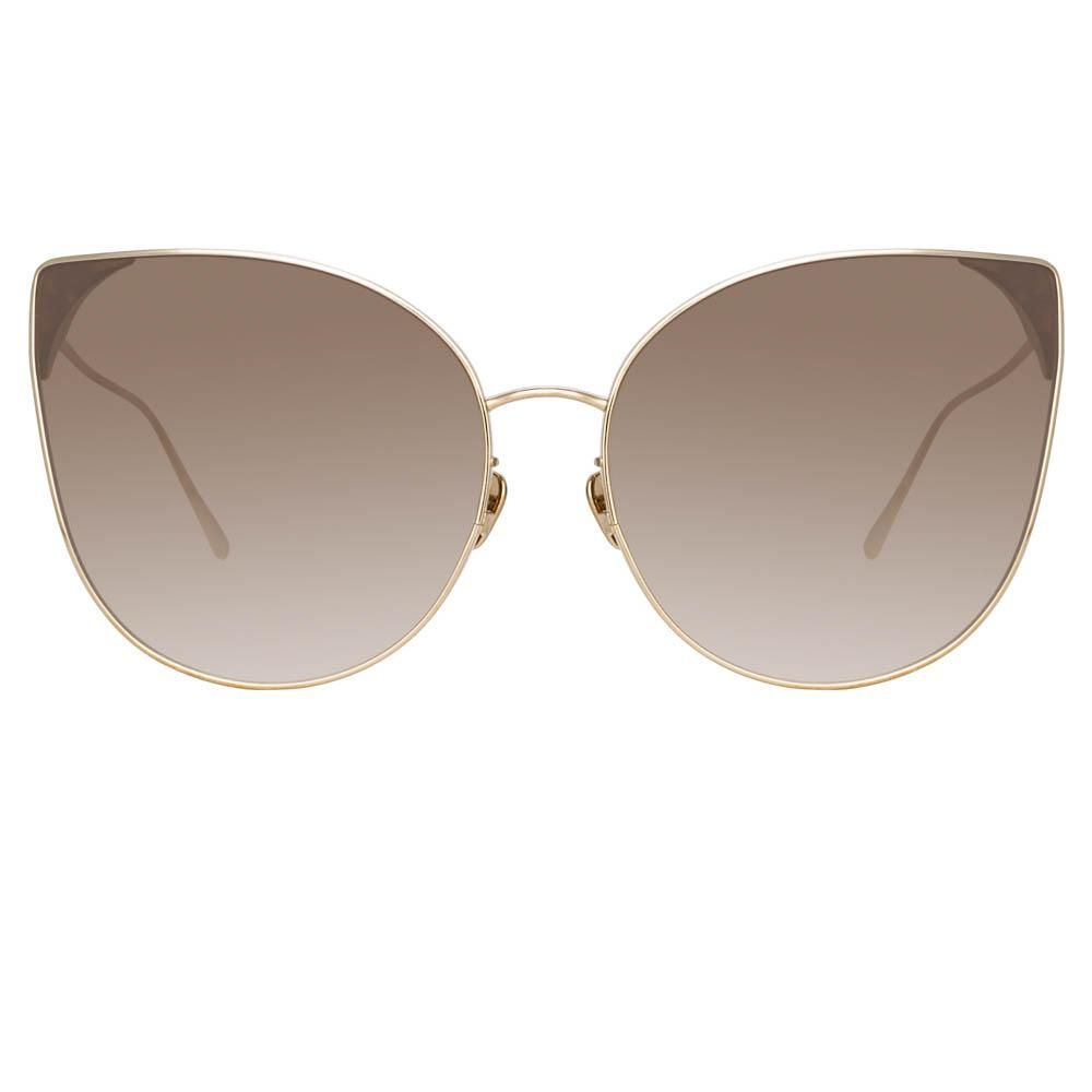 Flyer Cat Eye Sunglasses in Yellow Gold sold by Linda Farrow