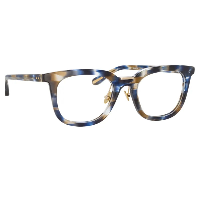 Burton Optical D-Frame in Blue Tortoiseshell sold by Linda Farrow