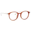 Men's Gray Oval Optical Frame in Amber sold by Linda Farrow