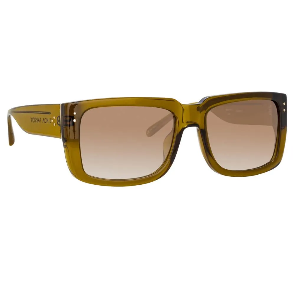 Morrison Rectangular Sunglasses in Khaki Green sold by Linda Farrow product image thumbnail 3