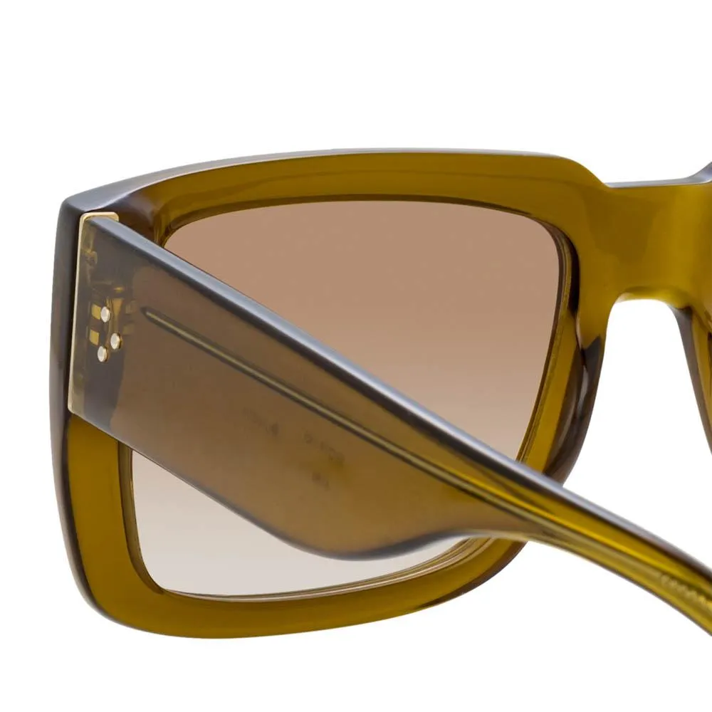 Morrison Rectangular Sunglasses in Khaki Green sold by Linda Farrow product image thumbnail 5