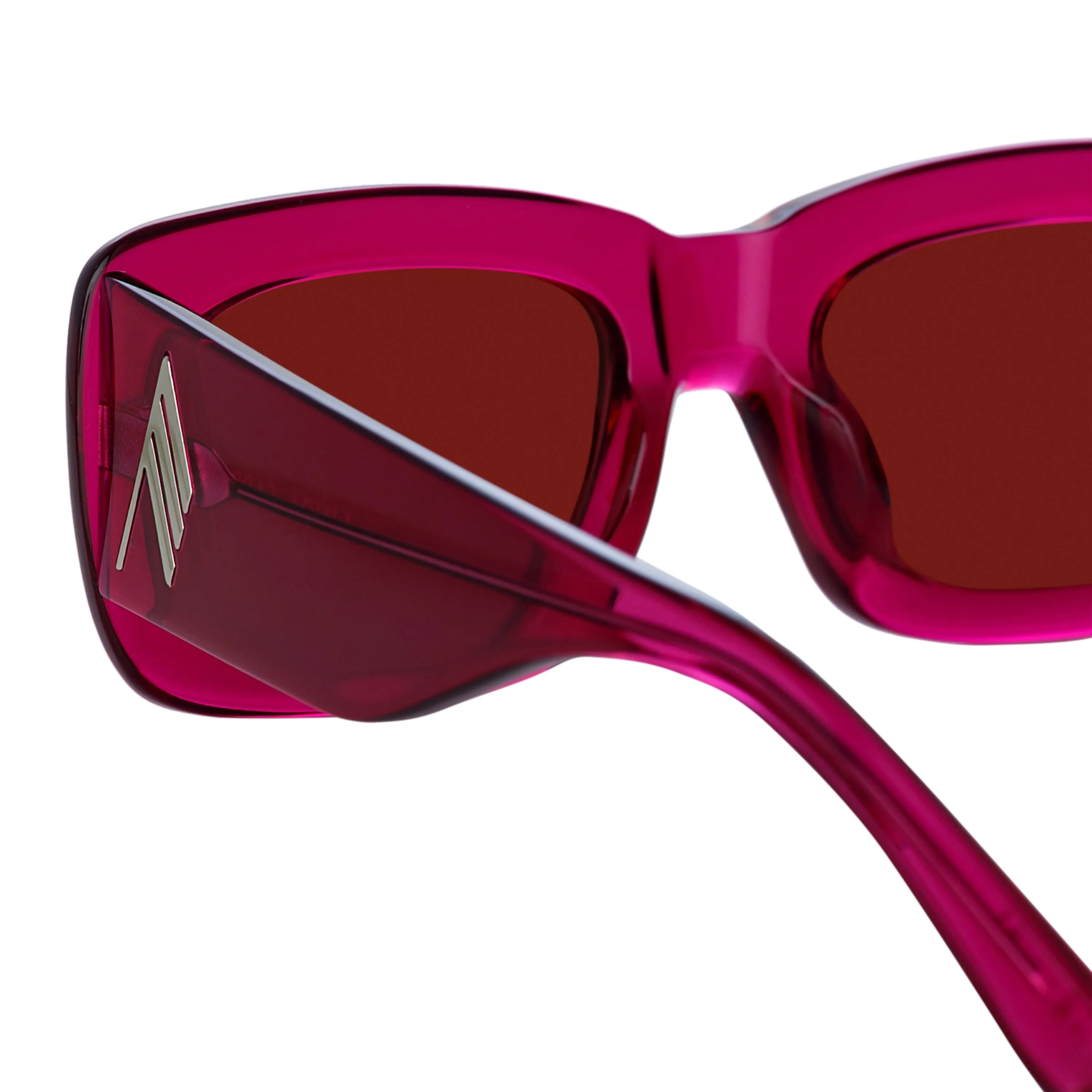 The Attico Marfa Rectangular Sunglasses in Maroon sold by Linda Farrow product image thumbnail 3