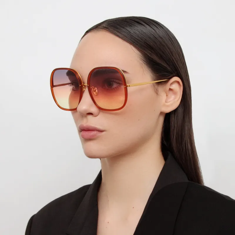 Celia Oversized Sunglasses in Orange sold by Linda Farrow