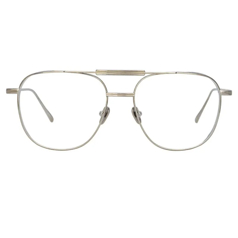 Wilder Aviator Optical Frame in White Gold sold by Linda Farrow