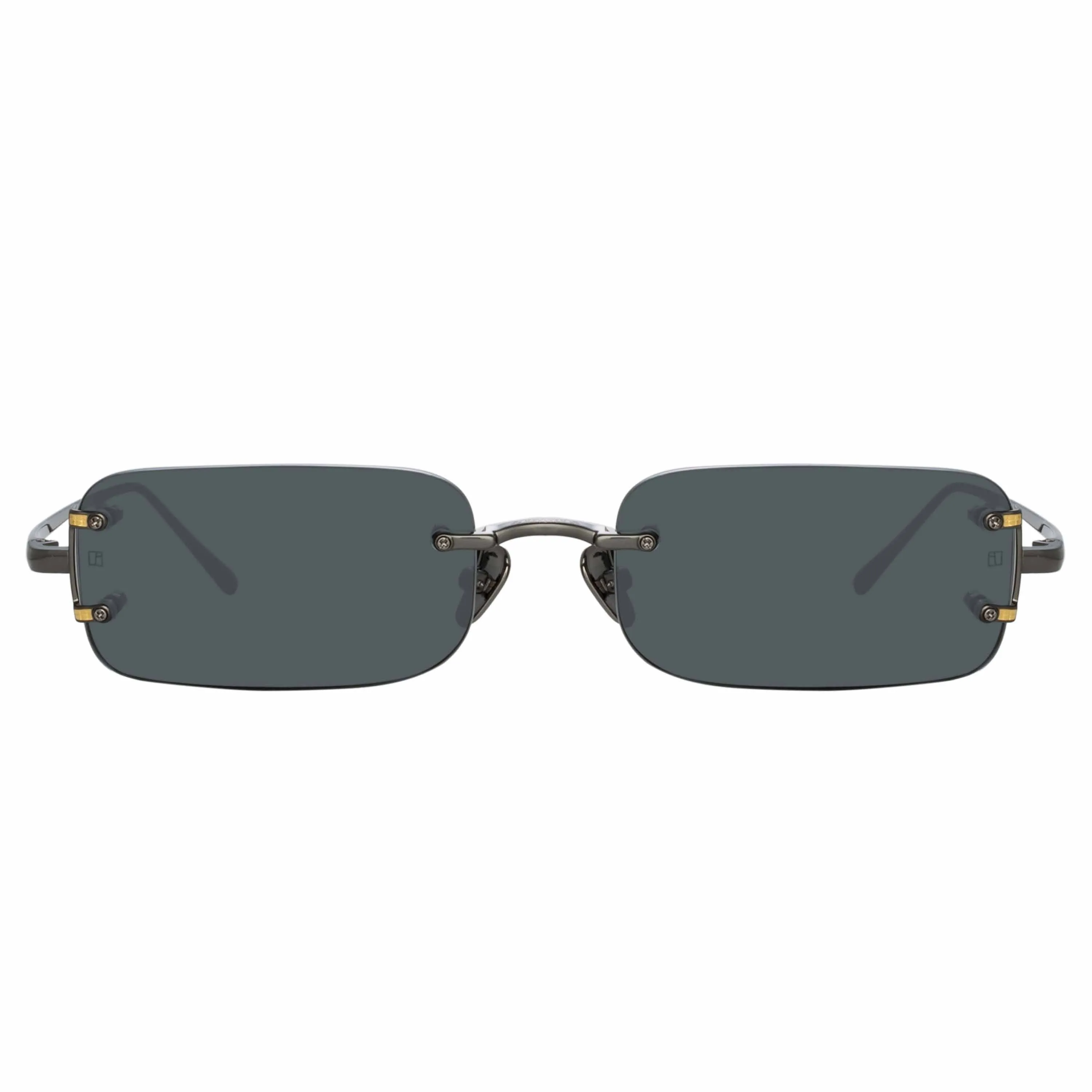 Taylor Rectangular Sunglasses in Nickel sold by Linda Farrow