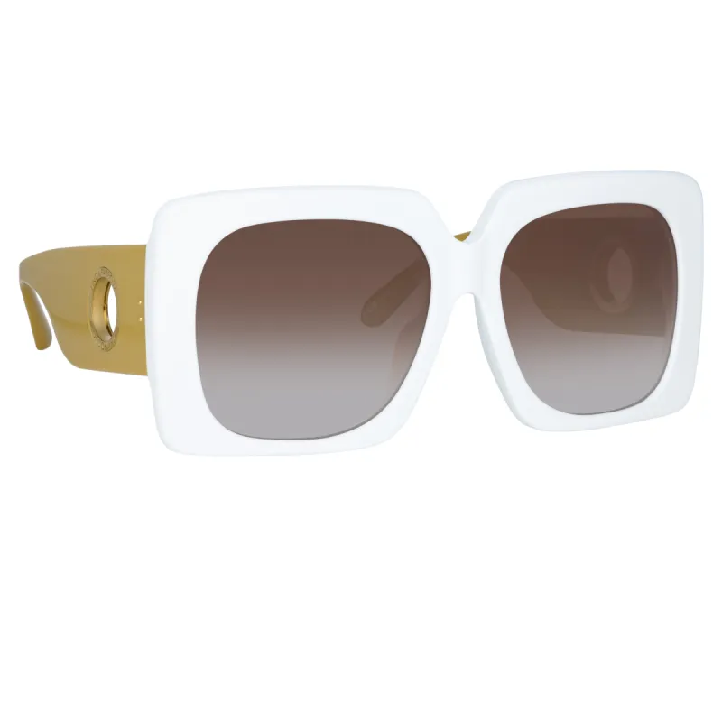 Sierra Oversized Sunglasses in White sold by Linda Farrow