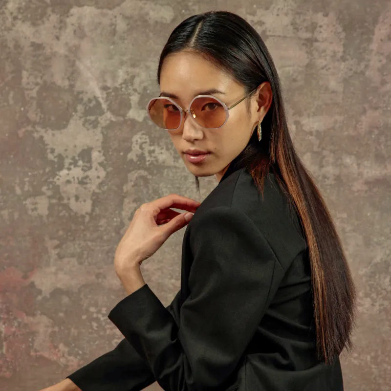 Alona Hexagon Sunglasses in Lilac sold by Linda Farrow