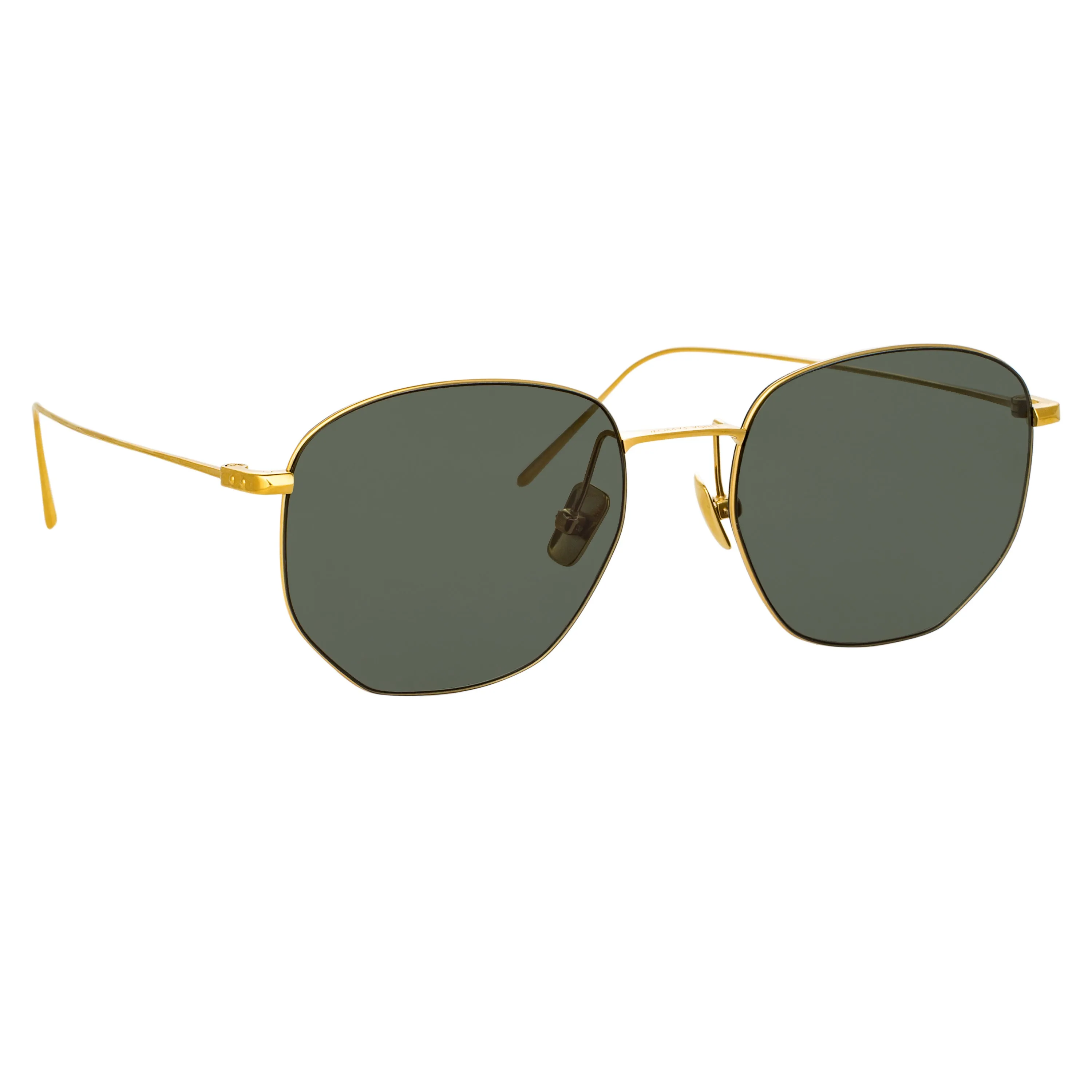 Rohe Angular Sunglasses in Yellow Gold and Green sold by Linda Farrow product image thumbnail 3
