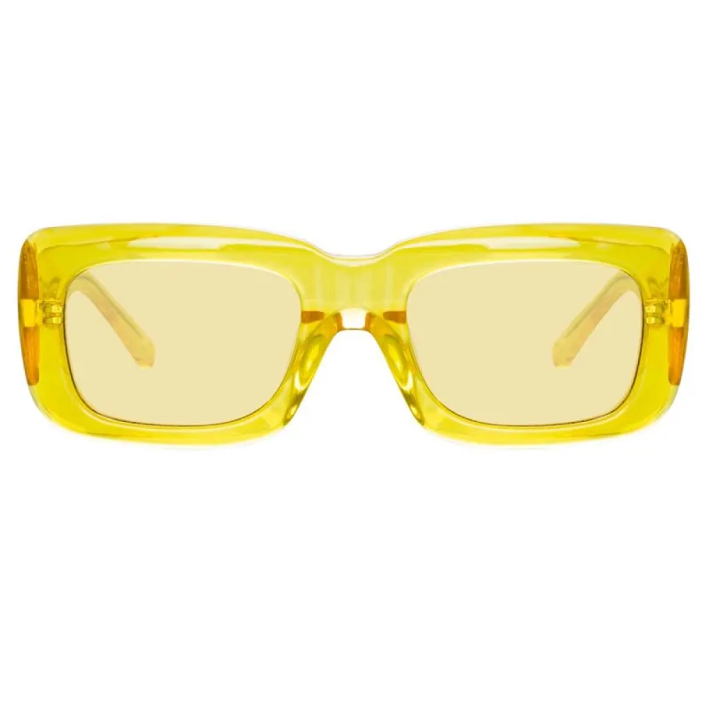 The Attico Marfa Rectangular Sunglasses in Yellow sold by Linda Farrow