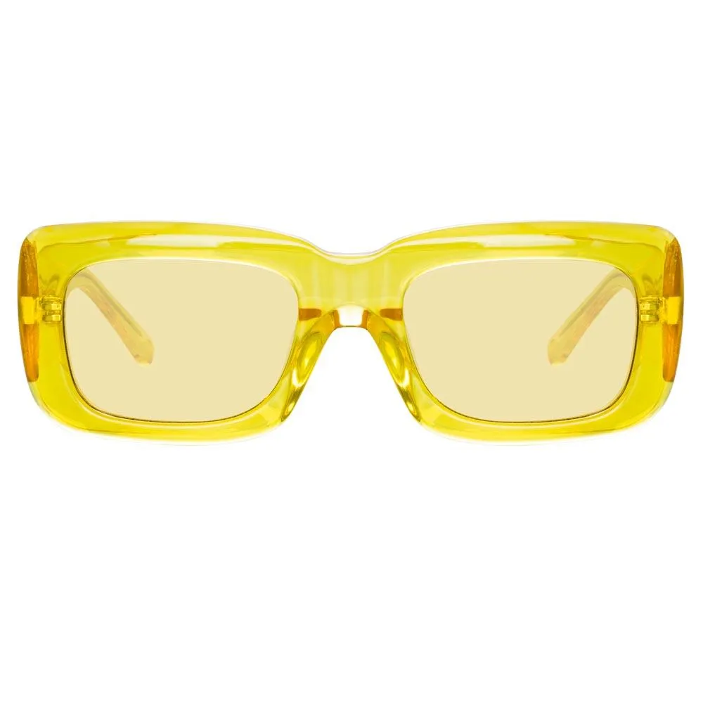 The Attico Marfa Rectangular Sunglasses in Yellow sold by Linda Farrow