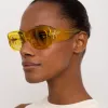 The Attico Marfa Rectangular Sunglasses in Yellow sold by Linda Farrow