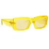 The Attico Marfa Rectangular Sunglasses in Yellow sold by Linda Farrow