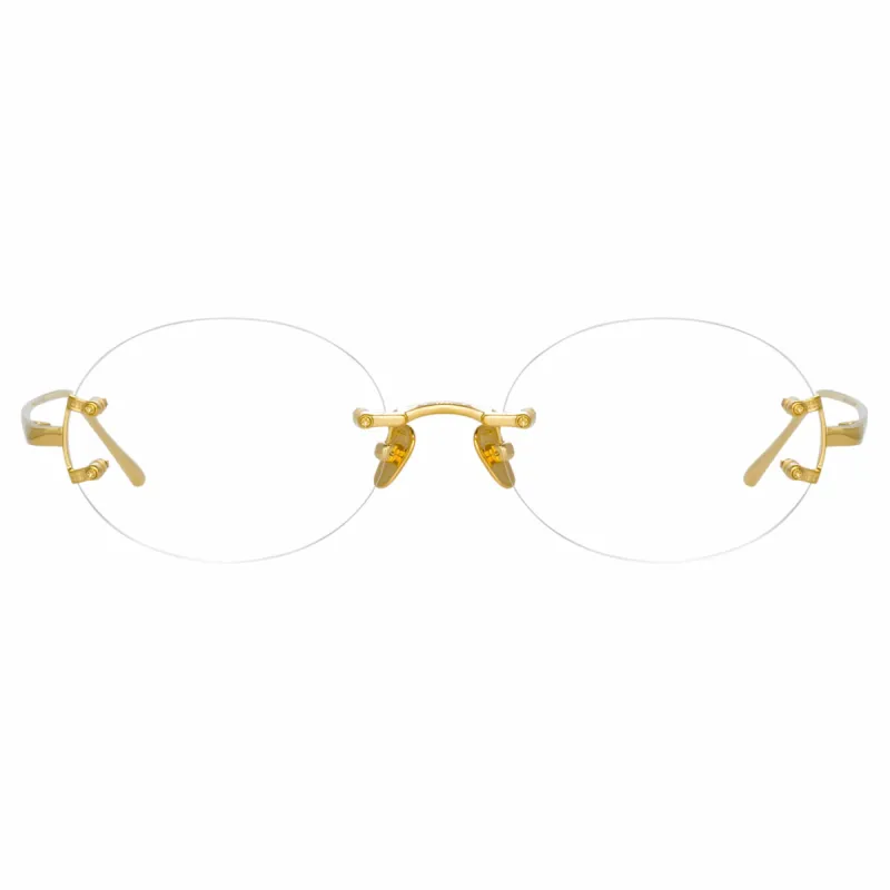 Knight Oval Optical Frame in Yellow Gold sold by Linda Farrow