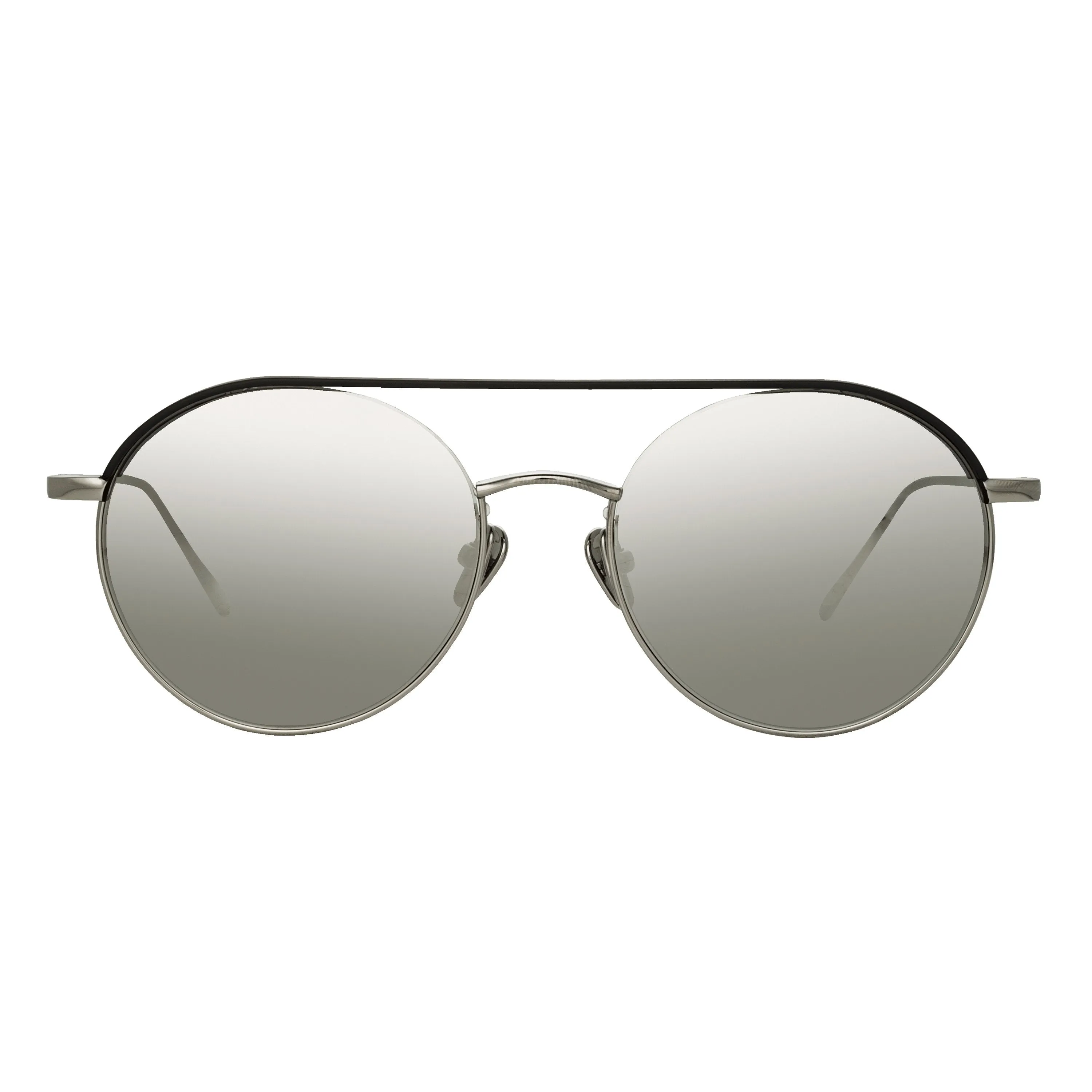Dustin Round Sunglasses in Black and White Gold (Men's) sold by Linda Farrow