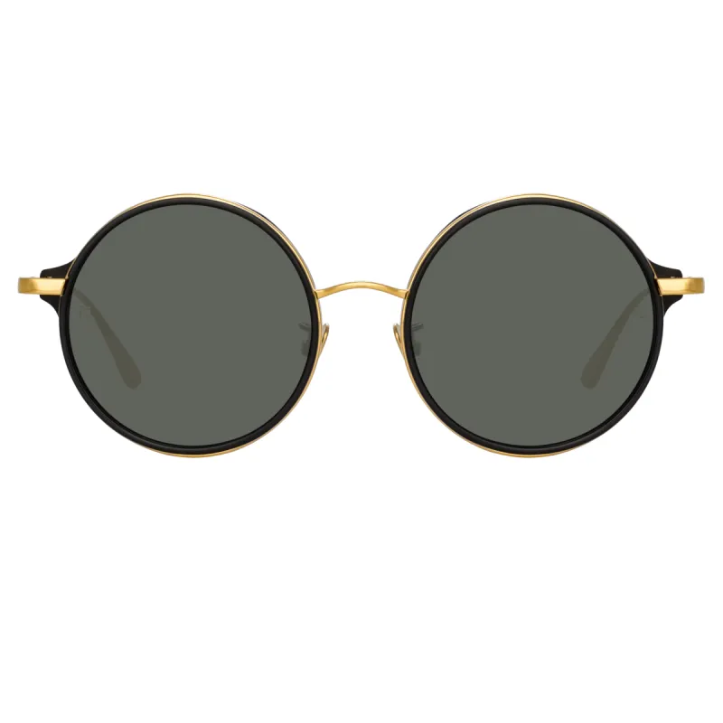 Bara Round Sunglasses in Black sold by Linda Farrow
