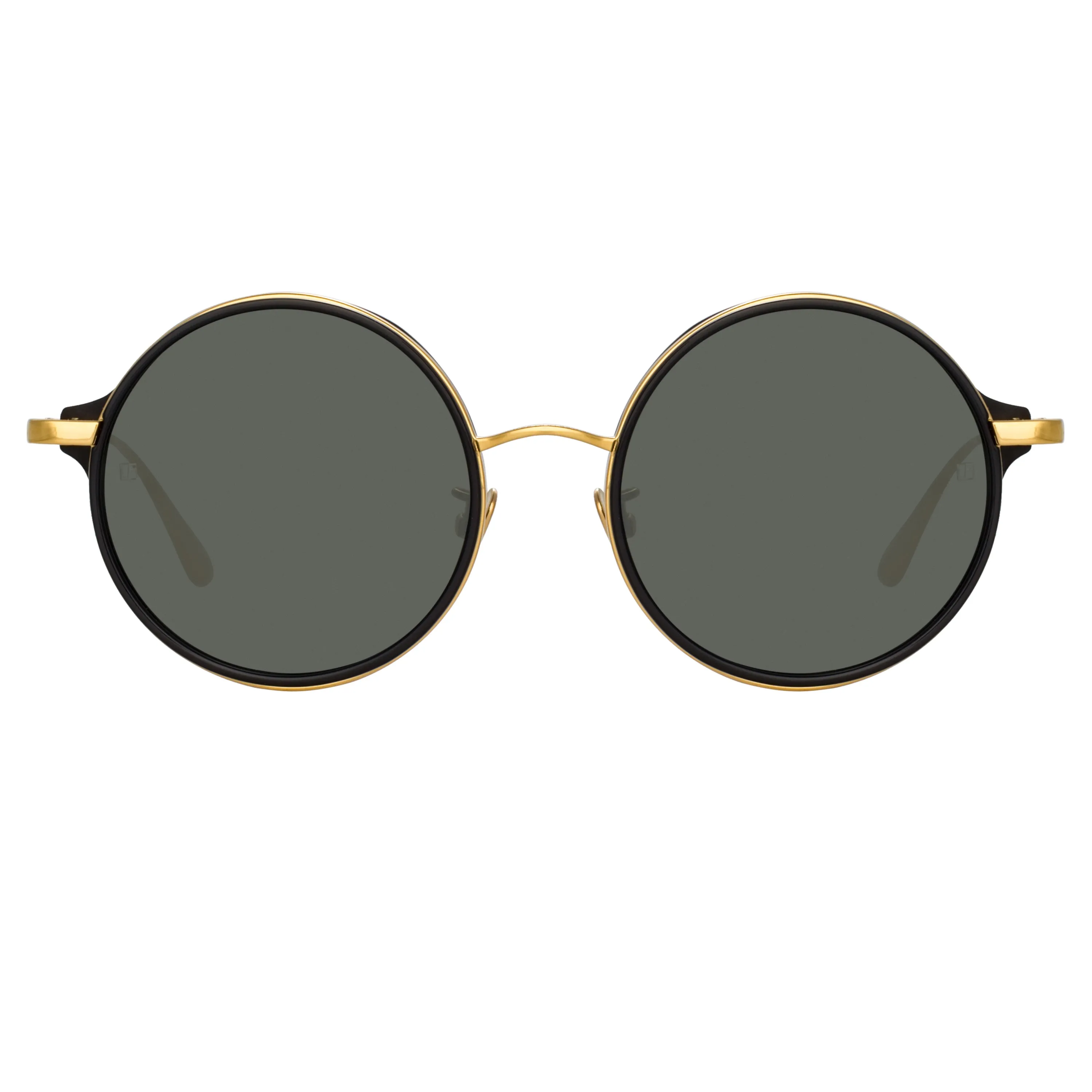 Bara Round Sunglasses in Black sold by Linda Farrow