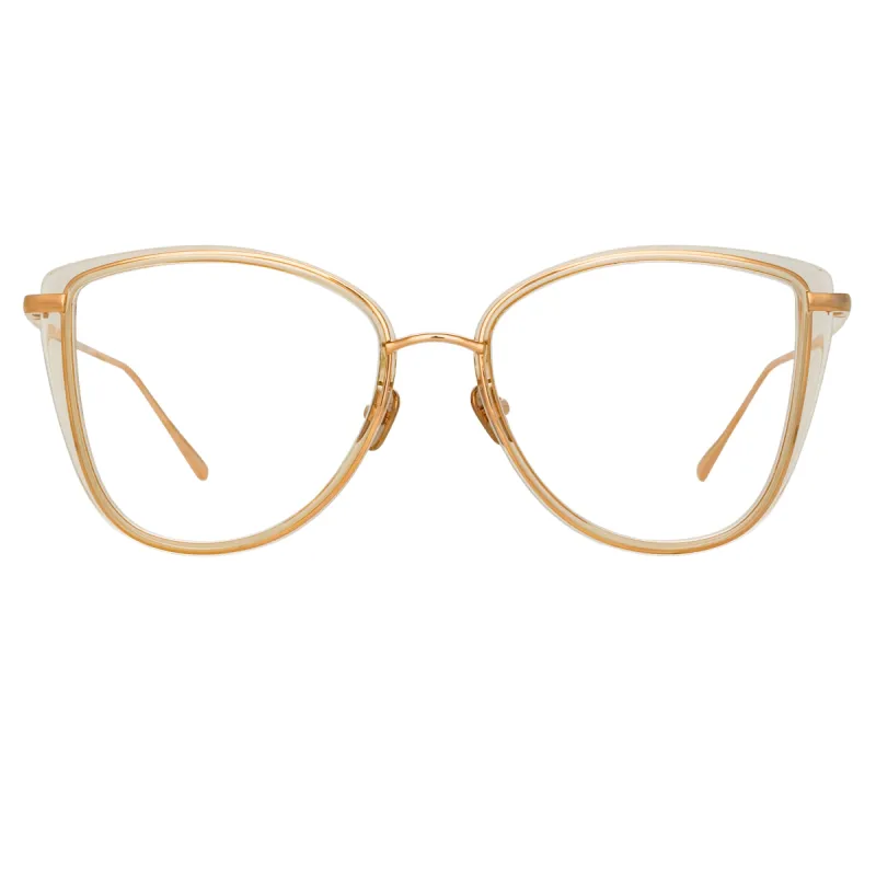 Liza Cat Eye Optical Frame in Ash and Rose Gold sold by Linda Farrow