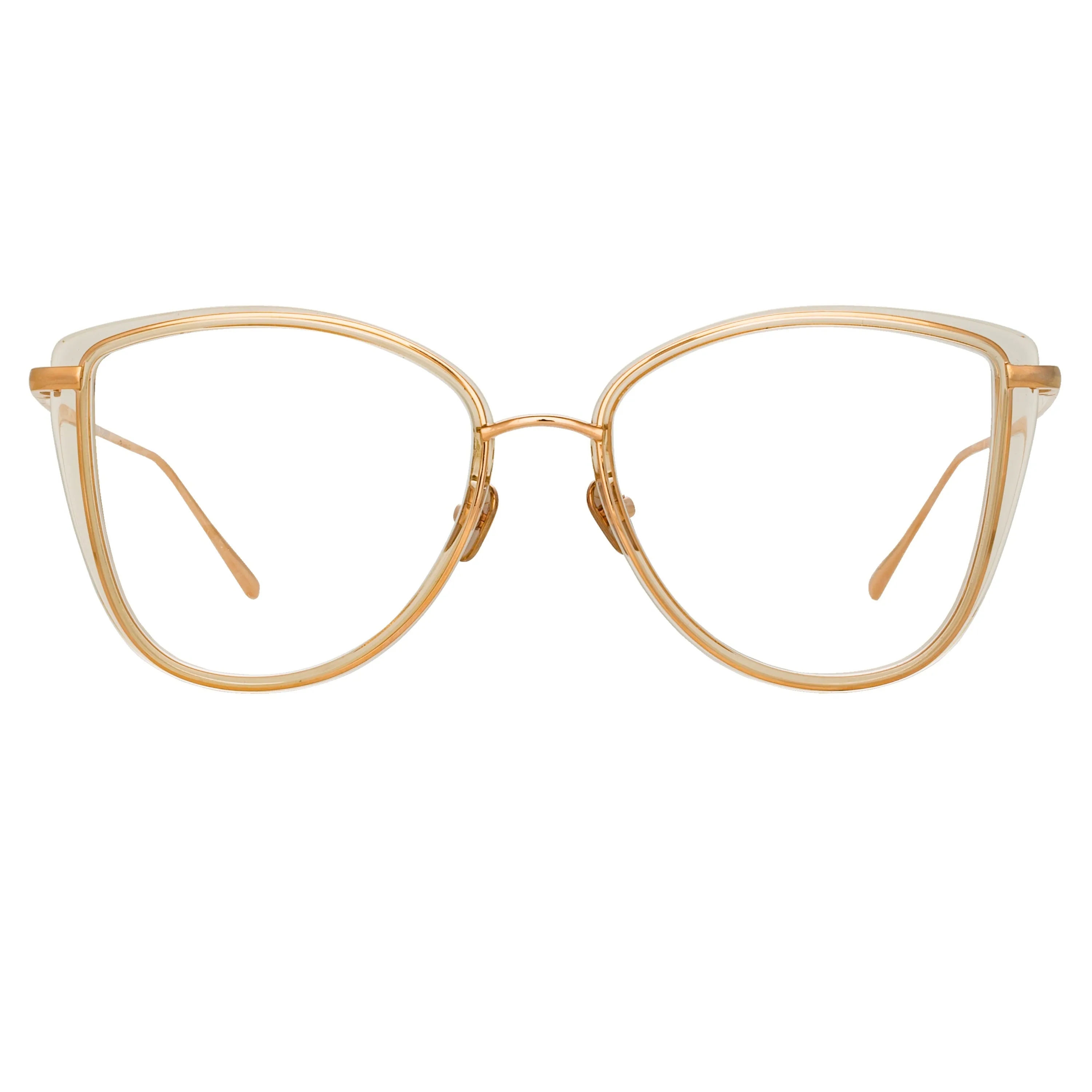 Liza Cat Eye Optical Frame in Ash and Rose Gold sold by Linda Farrow
