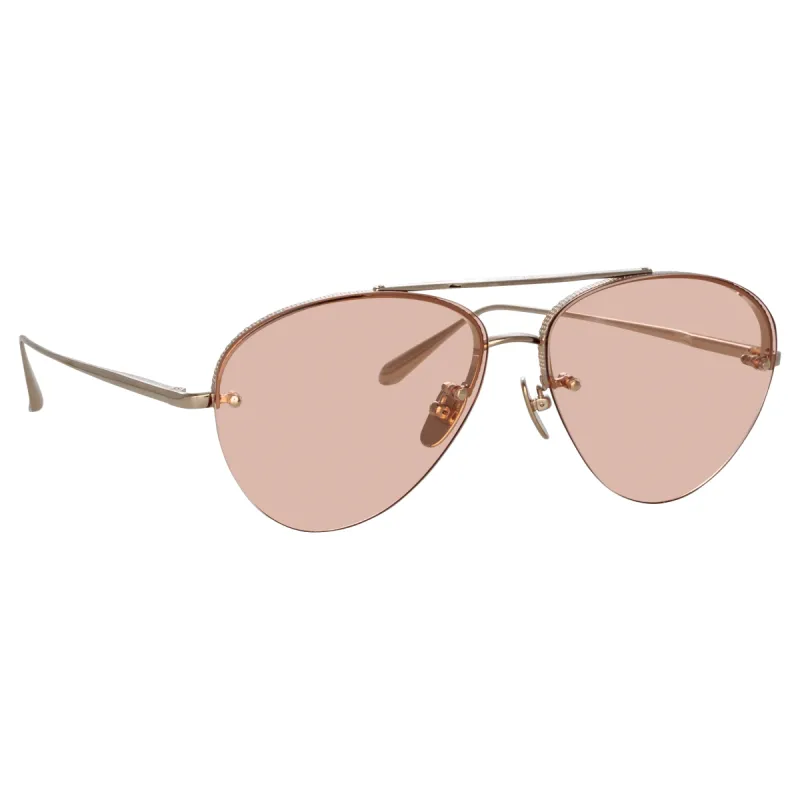 Edano Aviator Sunglasses in Light Gold sold by Linda Farrow