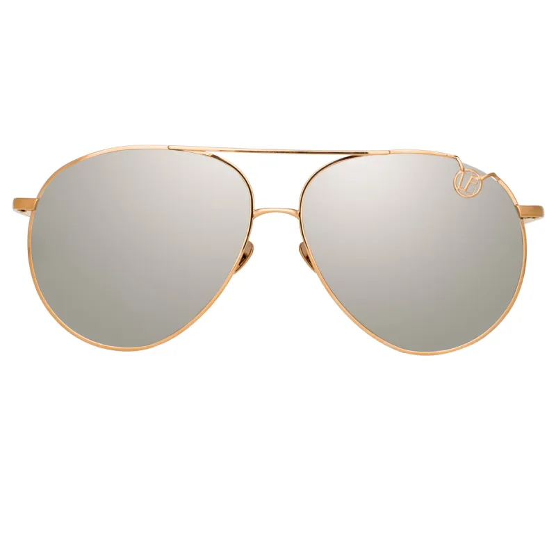 Joni Aviator Sunglasses in Rose Gold and Platinum Lenses sold by Linda Farrow