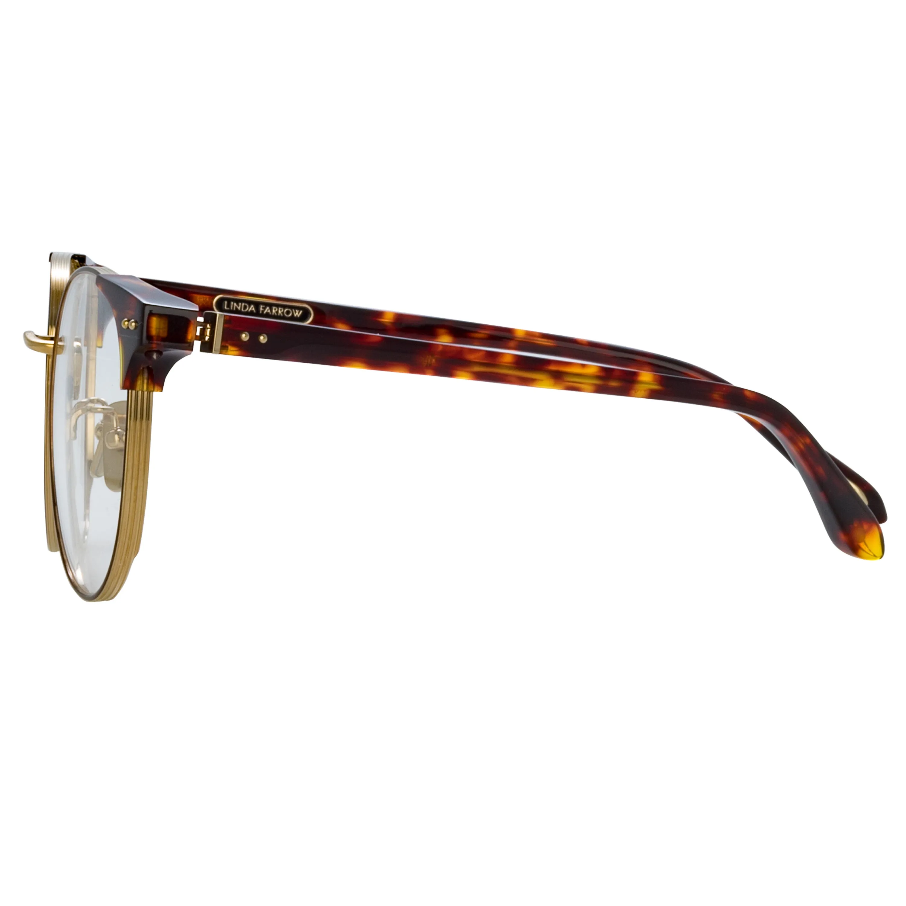 Spence Oval Optical Frame in Tortoiseshell sold by Linda Farrow product image thumbnail 4