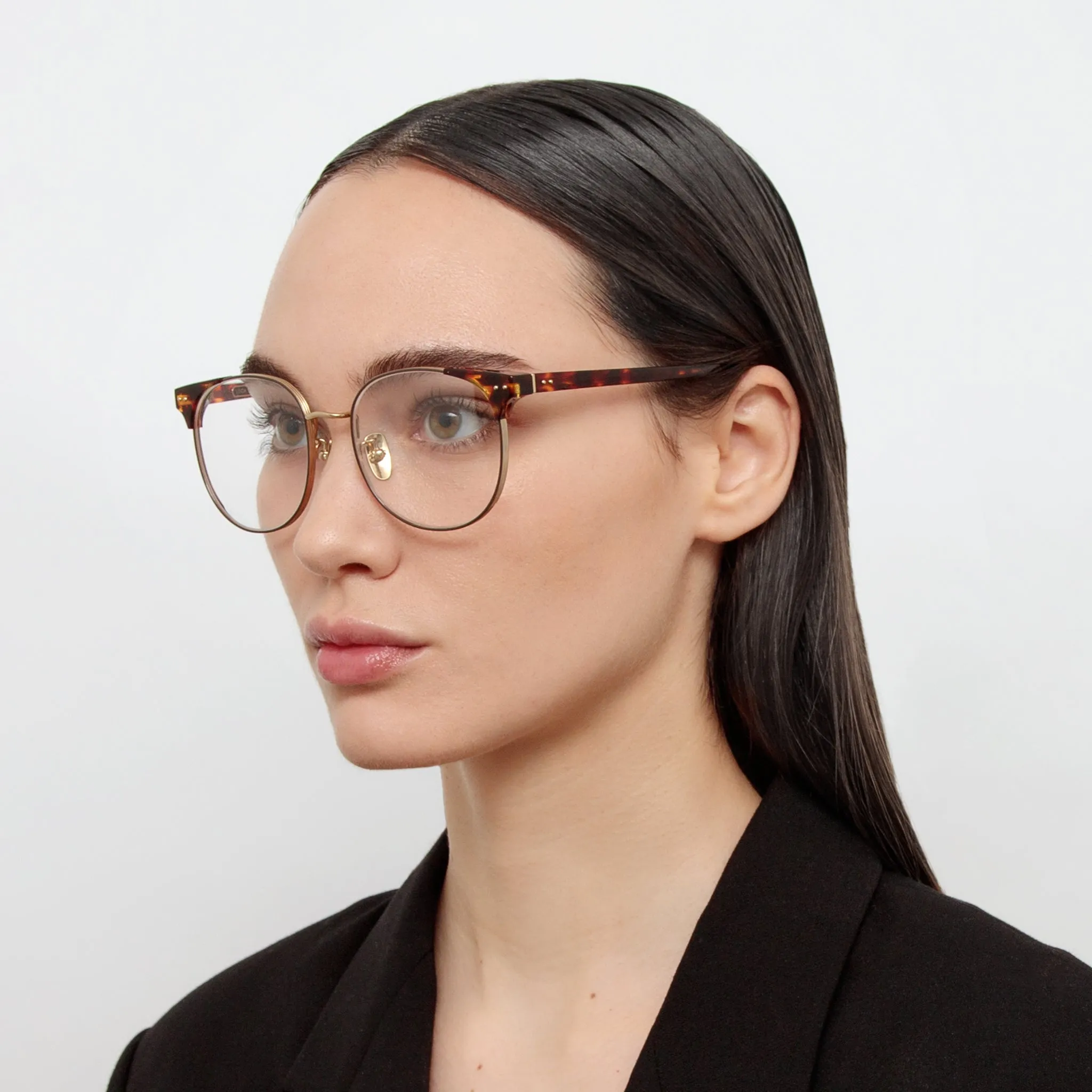 Spence Oval Optical Frame in Tortoiseshell sold by Linda Farrow