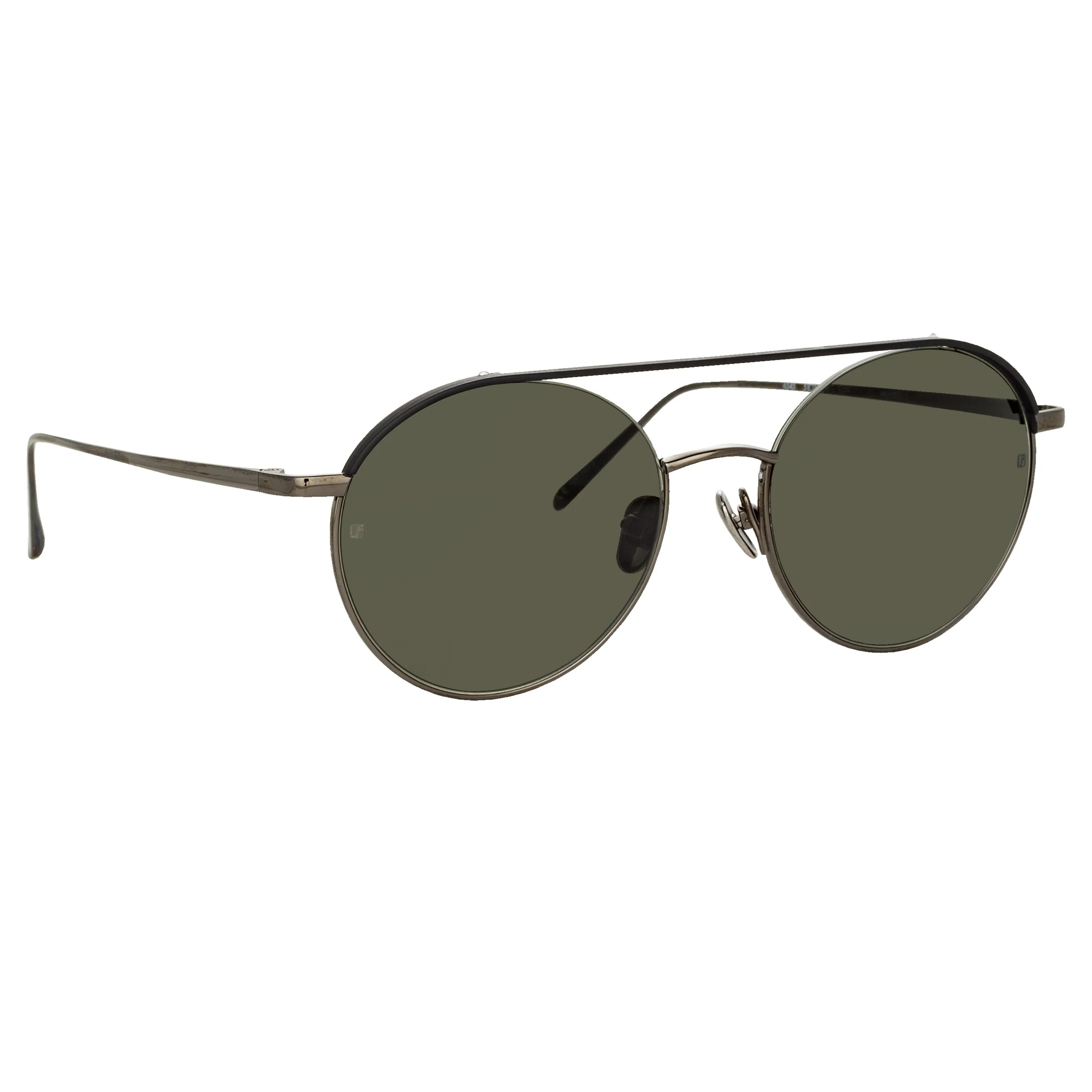 Dustin Round Sunglasses in Black and Nickel sold by Linda Farrow product image thumbnail 2