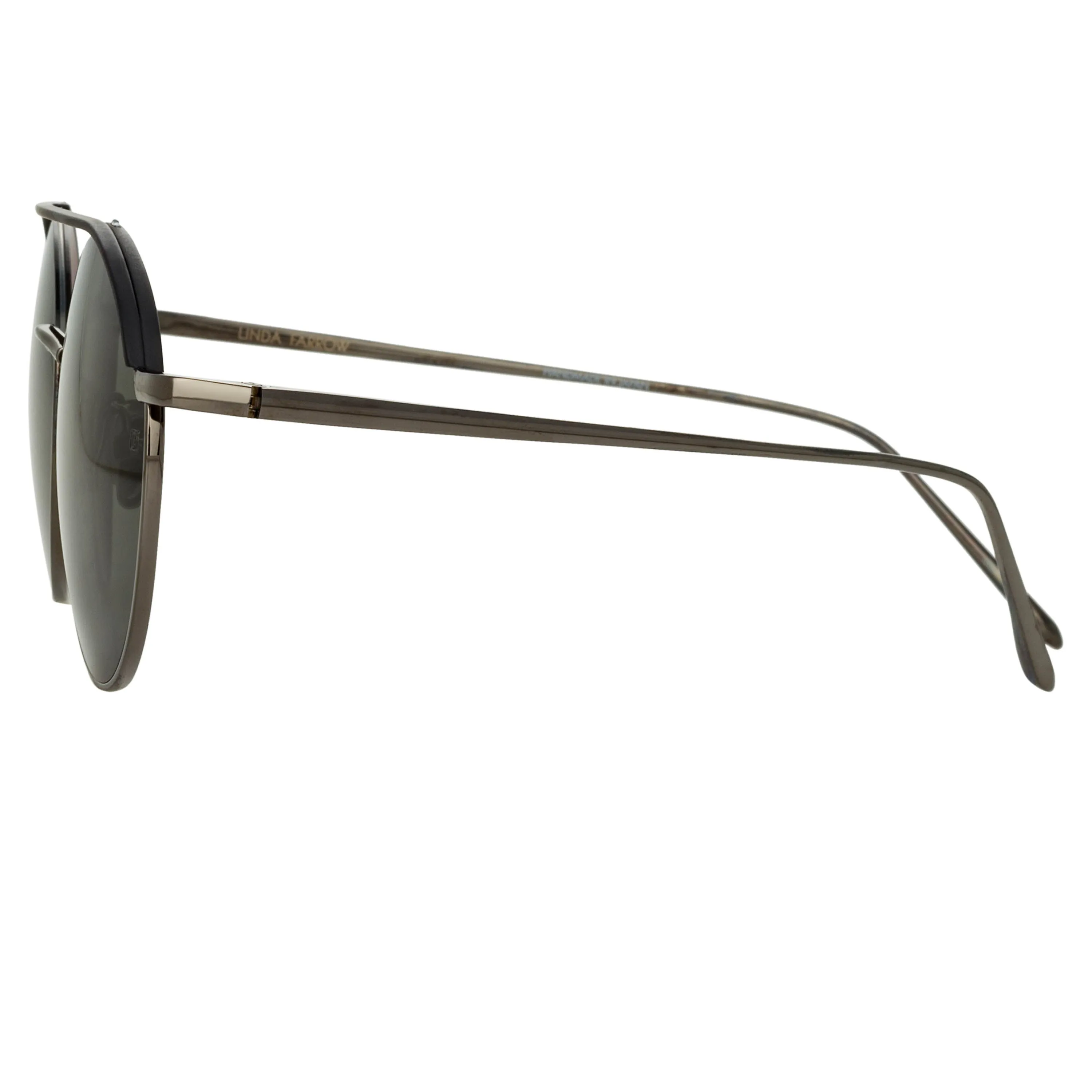 Dustin Round Sunglasses in Black and Nickel sold by Linda Farrow product image thumbnail 3
