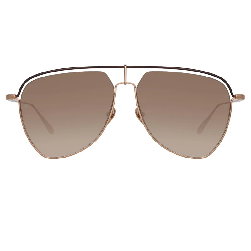 Alma Aviator Sunglasses in Rose Gold sold by Linda Farrow