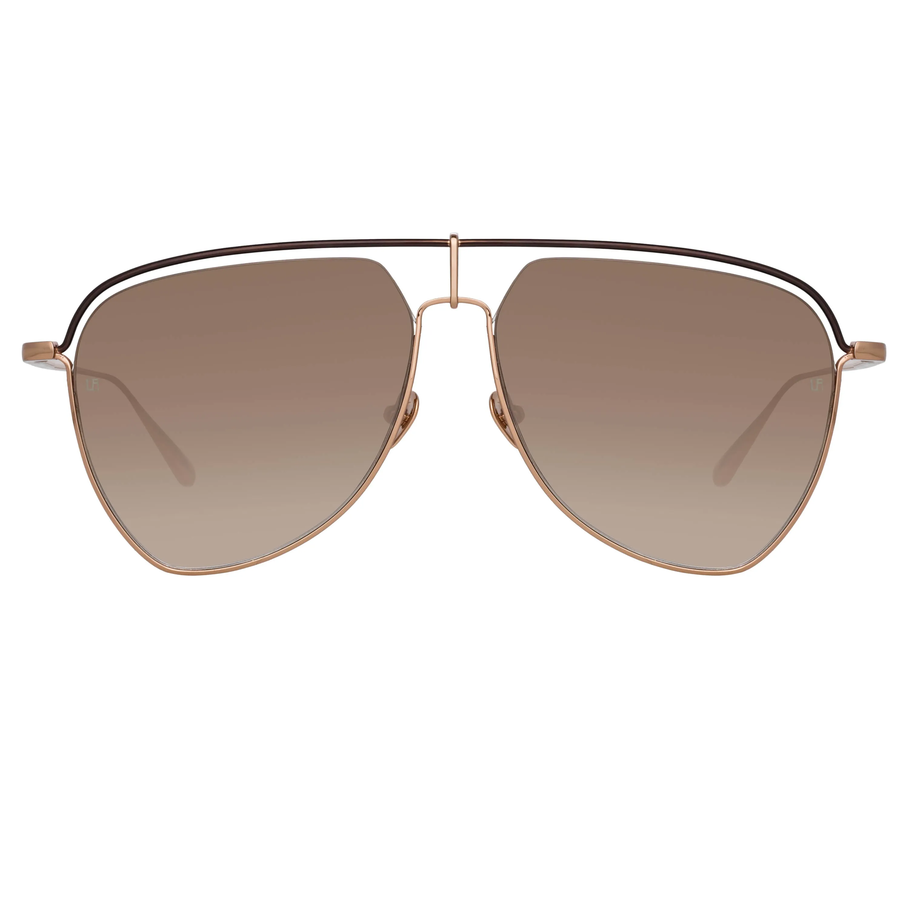 Alma Aviator Sunglasses in Rose Gold sold by Linda Farrow